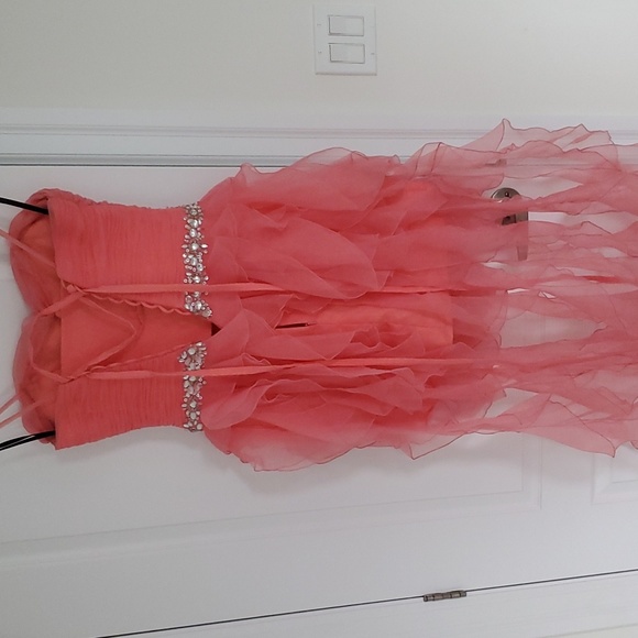 Pink High-Low Frilled Dress - Picture 8 of 8